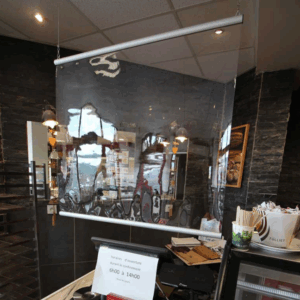 Clear-Guard Hanging Separation Screen 48 x 28H - Complete Hanging Kit With Anti Bacterial 40 mil Stop Back Compound