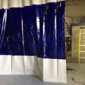 18 OZ Curtain With Blue 14 mil Window – $2/sf – Adjust Square Ft in Cart – Note W X H in Comments